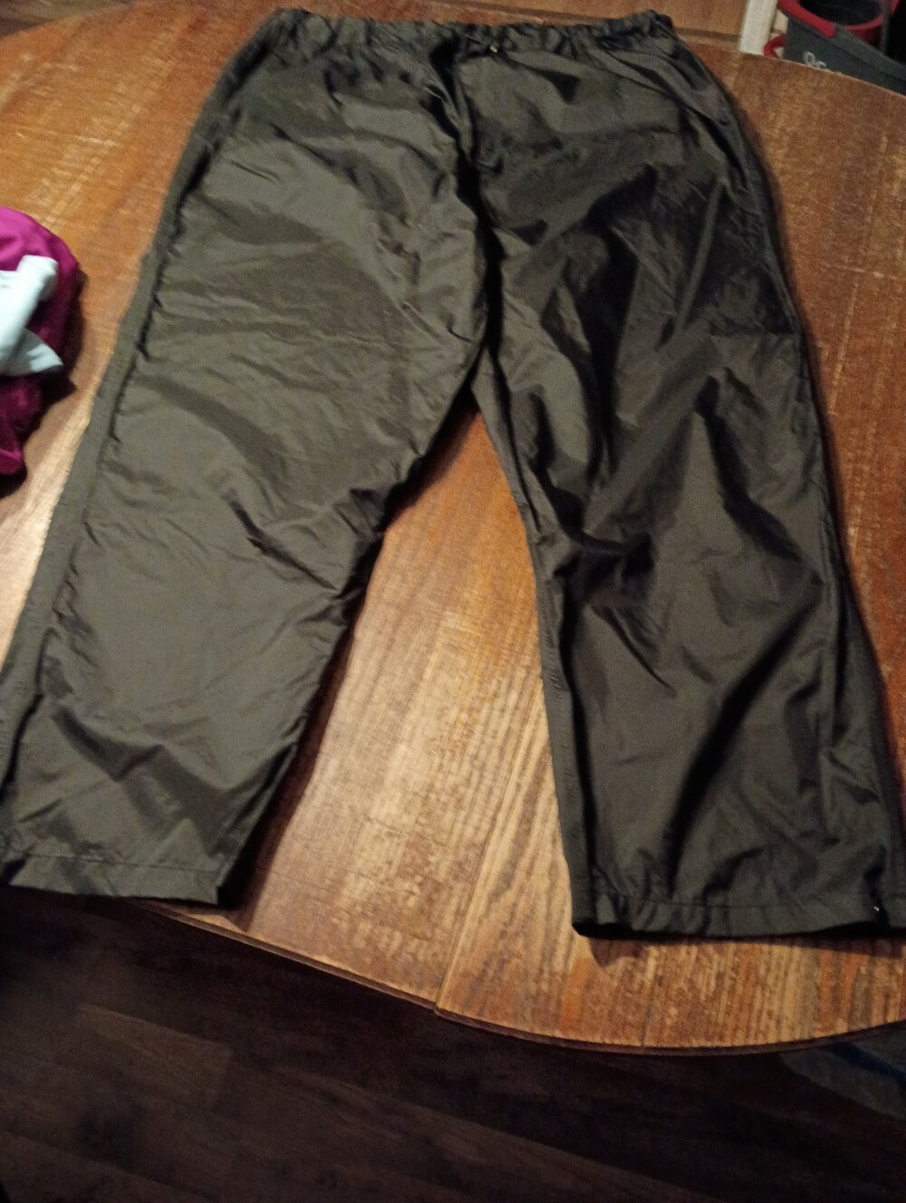 2XL Red Head Black Rain Pants Elastic Drawstring Waist Rear Zip Pocket
